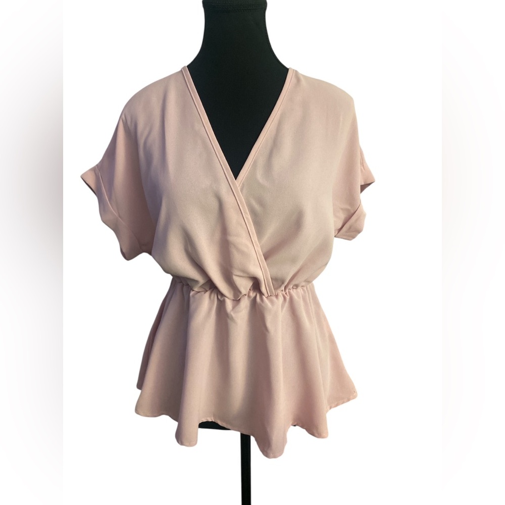 C+D+M Wrap Peplum Blouse with V-Neckline  NWT S